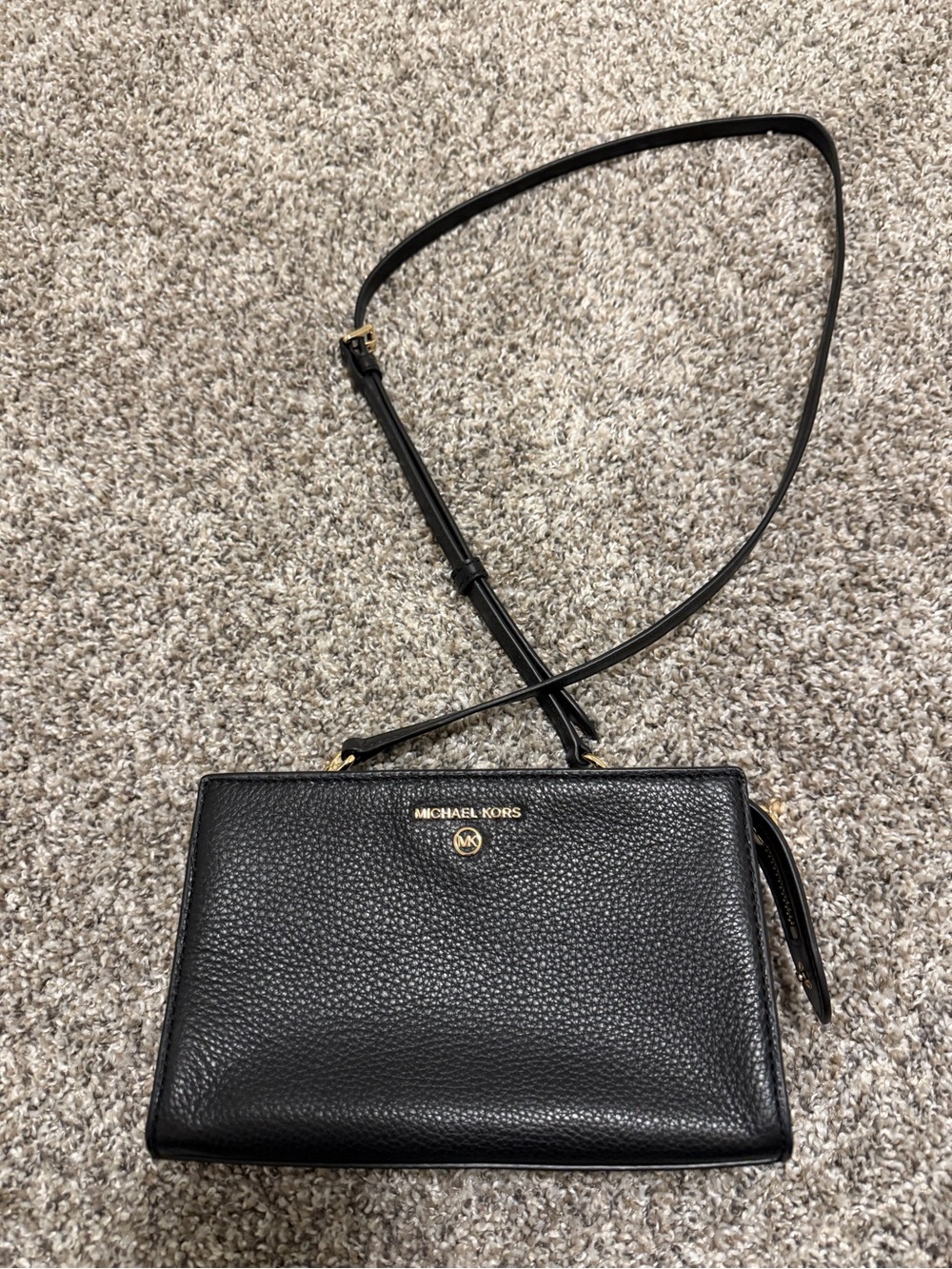 Michael Kors Black Pebbled Leather Small Crossbody Wallet